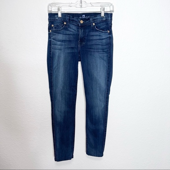 7 for All Mankind Jeans Women 26 2 Skinny Stretch mid rise Dark Wash b25 - Picture 1 of 10